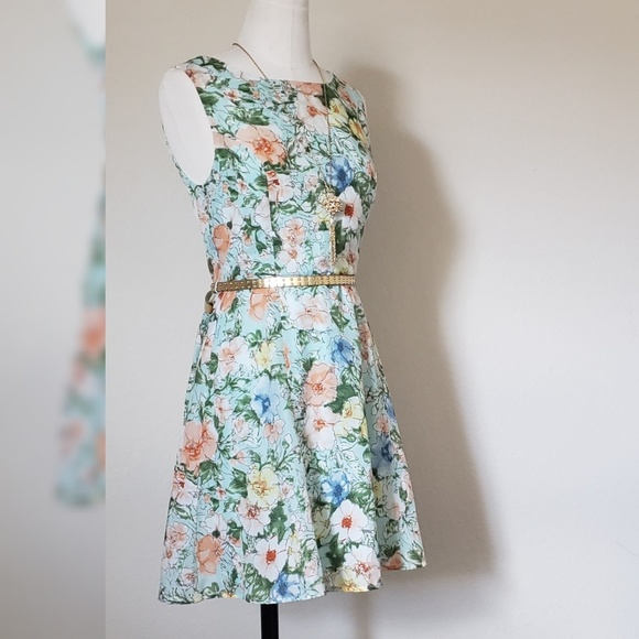3 for $20 Forever 21 Floral Teal dress - Picture 3 of 3